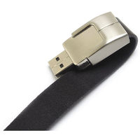 Флешка Браслет Кожаный USB Bracelet Черного цвета под нанесение 