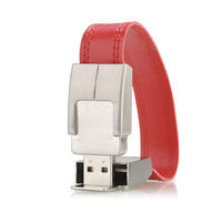 Флешка Браслет Кожаный USB Bracelet  Красного цвета под нанесение 