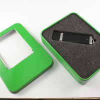 Флешка Пластиковая USB Flash drive PL101 в металлическом боксе зеленого цвета в наличии