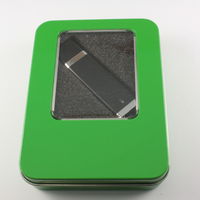Флешка Пластиковая USB Flash drive PL101 в металлическом боксе зеленого цвета 
