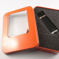 Флешка Пластиковая USB Flash drive PL101 в оранжевом металлическом боксе