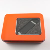 Флешка Пластиковая USB Flash drive PL101 в оранжевом металлическом боксе под нанесение 