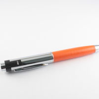 Флешка Ручка с Кожаной вставкой оранжевого цвета оптом 