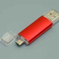OTG Флешка USB Micro USB MT129 Красного цвета под нанесение