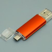 OTG Флешка USB Micro USB MT129 Оранжевого цвета под нанесение 