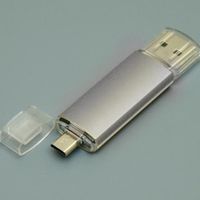 OTG Флешка USB Micro USB MT129 Серебристого цвета под нанесение 