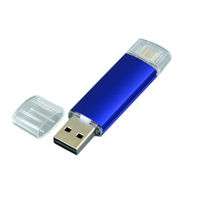 OTG Флешка USB Micro USB MT129 Синего цвета под гравировку 