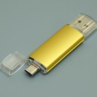 OTG Флешка USB Micro USB MT129 Желтого цвета под нанесение 
