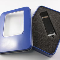 Металлическая коробка для флешек синего цвета под нанесение