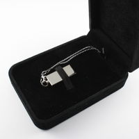 Мини Флешка USB Flash drive mini Серебристого цвета в бархатной коробке