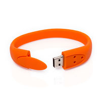 Купить Флешку Силиконовый Браслет USB Оранжевого цвета