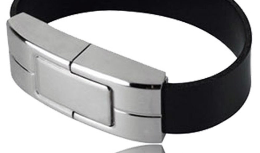 Флешка Браслет Кожаный USB Bracelet Черного цвета оптом