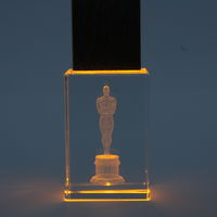 Флешка Стеклянная Кристалл Gold с 3D гравировкой