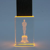 Флешка Стеклянная Кристалл Gold с гравировкой и подсветкой