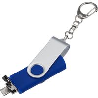 Флешку синюю Trio Twist USB, Type-C и Micro USB купить оптом