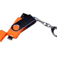 Флешка Trio Twist USB, Type-C и Micro USB оранжевого цвета