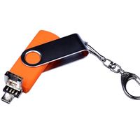 Флешка Trio Twist USB, Type-C и Micro USB оранжевого цвета