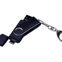 Флешка Trio Twist USB, Type-C и Micro USB черного цвета