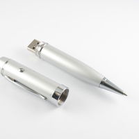 Флешка Ручка с Лазерной Указкой серебристого цвета