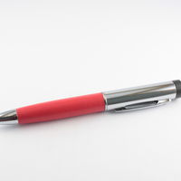 Купить Флешку Ручку с Кожаной вставкой красного цвета
