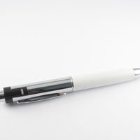 Флешка Ручка с Кожаной вставкой белого цвета оптом 