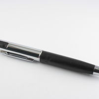 Флешка Ручка с Кожаной вставкой черного цвета оптом 