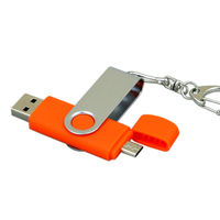 OTG Флешка USB OTG Flash drive Оранжевого цвета под гравировку 