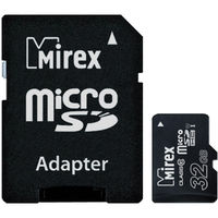 MicroSDHC MIREX UHS-I 32 Гб с SD-адаптером в наличии