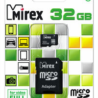 MicroSDHC MIREX class 10 32 Гб c SD-адаптером в наличии