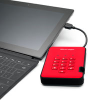 Портативный шифрованный внешний диск iStorage diskAshur2 USB 3.1 Fiery Red с PIN аутентификацией