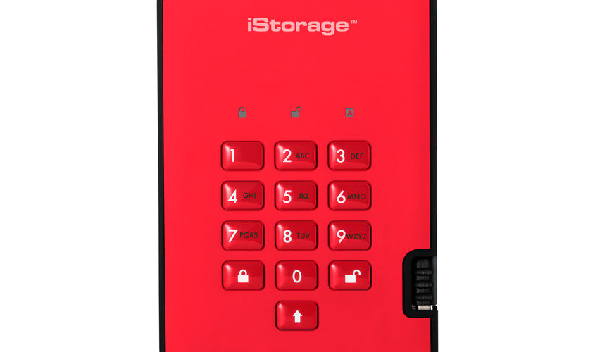 Портативный шифрованный внешний диск iStorage diskAshur2 SSD USB 3.1 Fiery Red с PIN аутентификацией