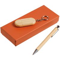 Набор ручка и флешка деревянные с гравировкой учителям, школьникам, детям, сотрудникам, клиентам, партнерам в подарок