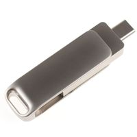 Металлическая флешка с USB и Type-C разъемами под заказ, купить оптом от 20 штук с гравировкой логотипа