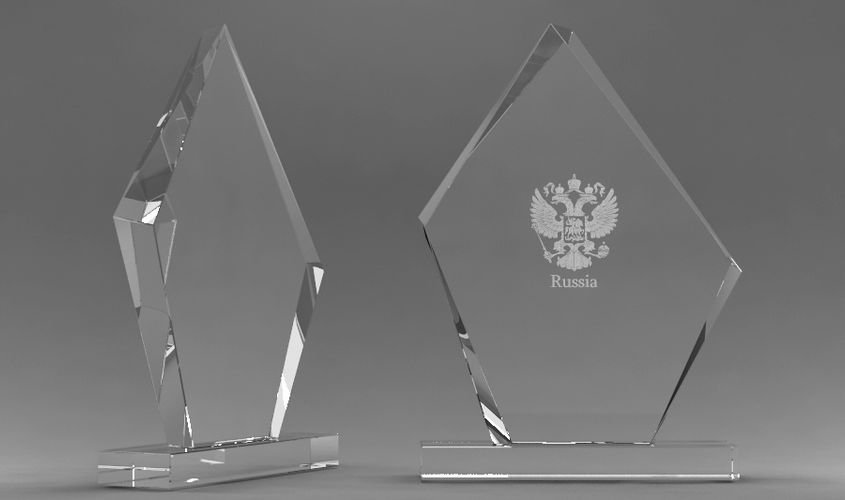 Награды из стекла в виде айсберга с индивидуальной гравировкой заказать
